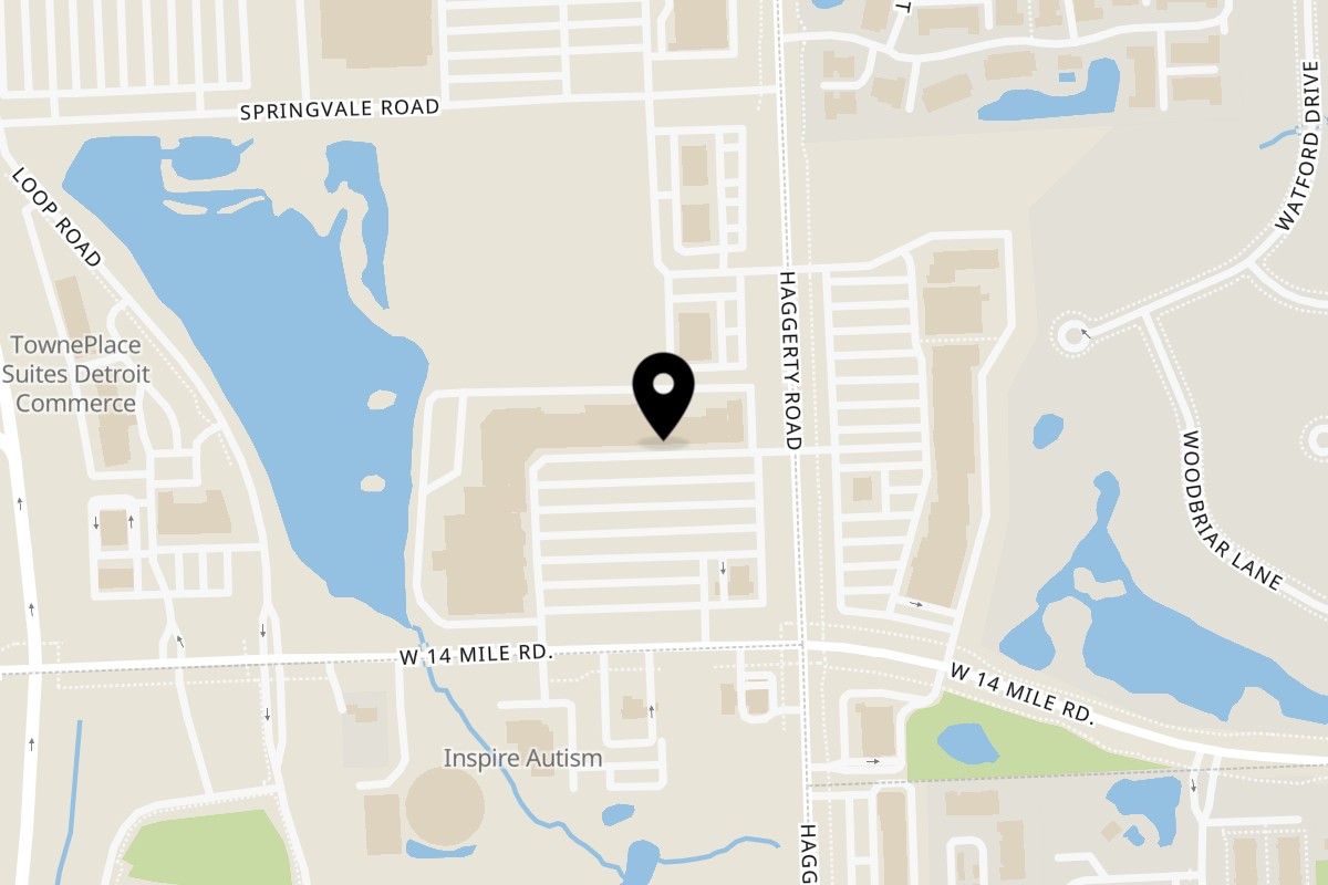 Map showing the location of Gest Omelettes Restaurant on 39560 W 14 Mile Rd in Commerce Township